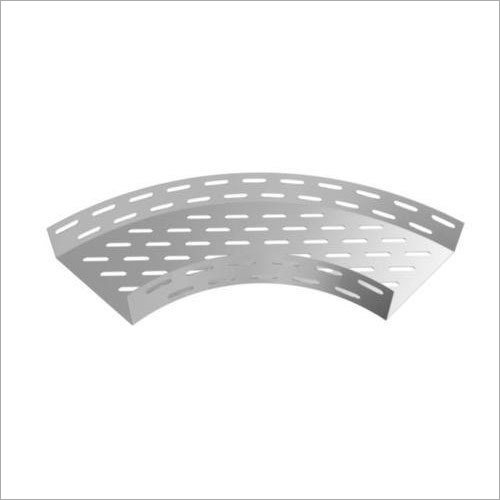 Horizontal Bend Cable Tray - Galvanized Iron, 90° Elbow Bend, Perforated, Silver | Applications: Communication Wire, Warranty Included
