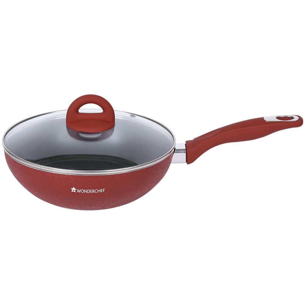 Wonderchef Crystal Aluminium Cookware Set, 1.5 Liters/24 Cm, 4-pieces, Red