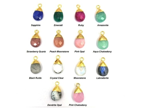 जेमस्टोन पियर ड्रॉप गोल्ड कैप चार्म्स पेंडेंट का साइज़: 8X12Mm