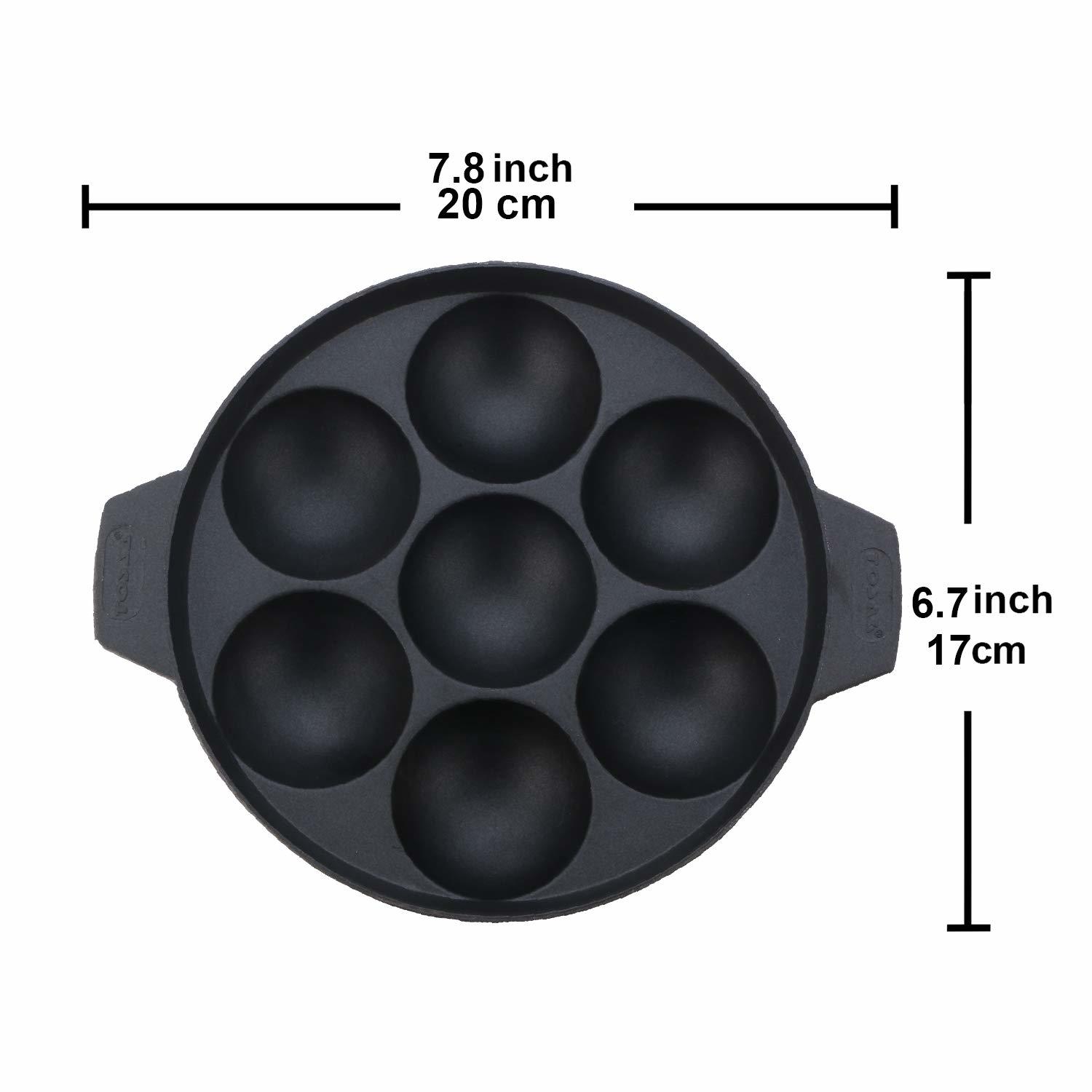 Tosaa Non Stick 7 Cavity Appam Patra With Lid, 17 Cm (200 Grms )