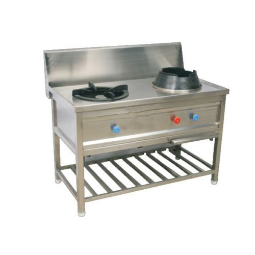 Two Burner Rectangular Chinese Range - Polished Cast Iron, LPG Gas Powered for Restaurants and Hotels