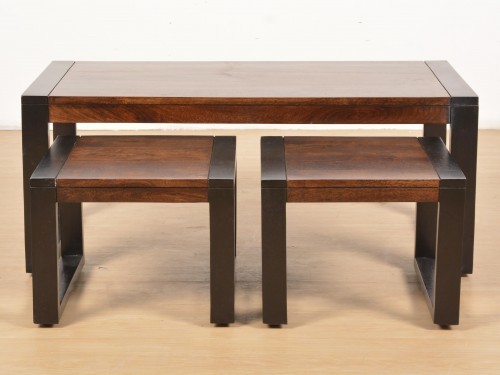 Modern Solid Wood Dining Table & Stool No Assembly Required
