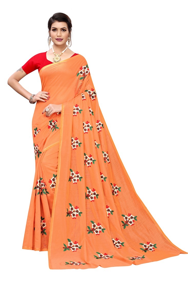 Chandri Cottan Printed Saree - Multi-color, Embroidered | Bollywood Style, Suitable For All Seasons, Printed Pattern