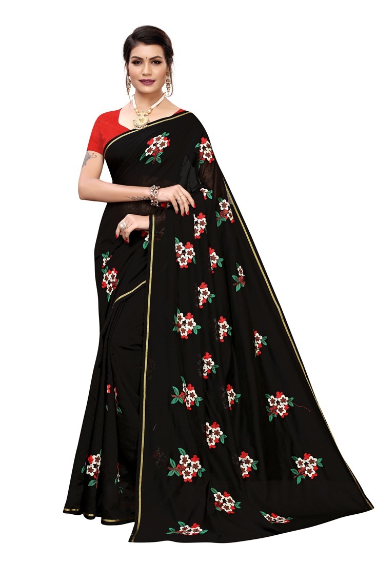 Chandri Cottan Printed Saree - Multi-color, Embroidered | Bollywood Style, Suitable For All Seasons, Printed Pattern