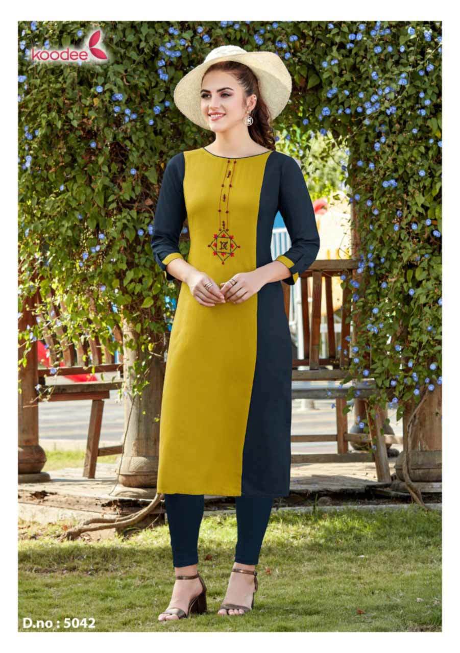 Rayon Kurti - 8 Pcs Set, Sizes M(38) To 3xl(46) | 3-4th Sleeves, Hand Work, Quick Dry & Washable Fabric, Customized Logo