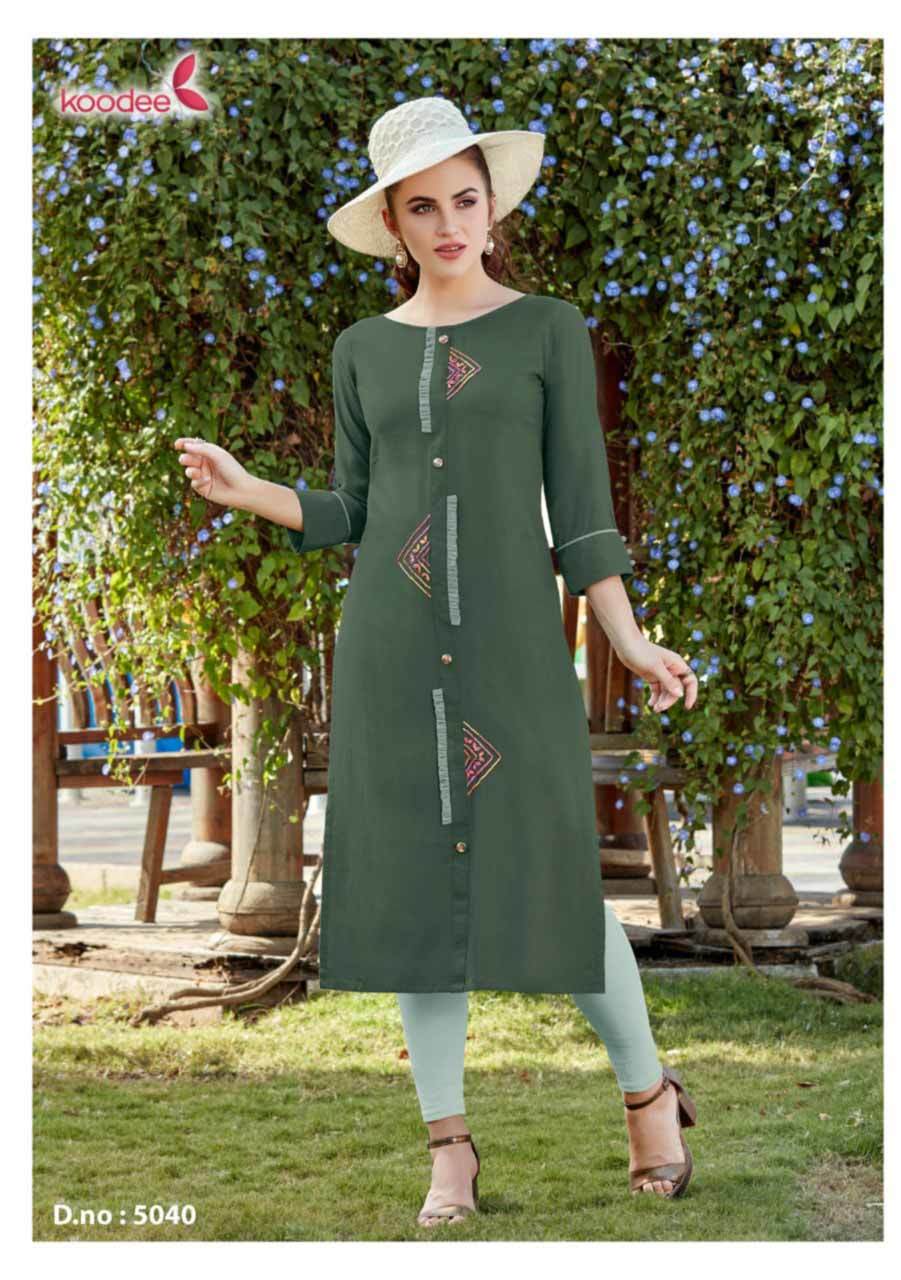 Rayon Kurti - 8 Pcs Set, Sizes M(38) To 3xl(46) | 3-4th Sleeves, Hand Work, Quick Dry & Washable Fabric, Customized Logo