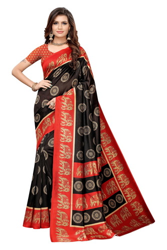 Designer Kalamkari Printed Saree - Kalamkari Mysore Silk Fabric, 6.3 Mtr Length with Blouse Piece, Multy Color, Seasonal Wear for Rainy, Spring, Summer, Winter