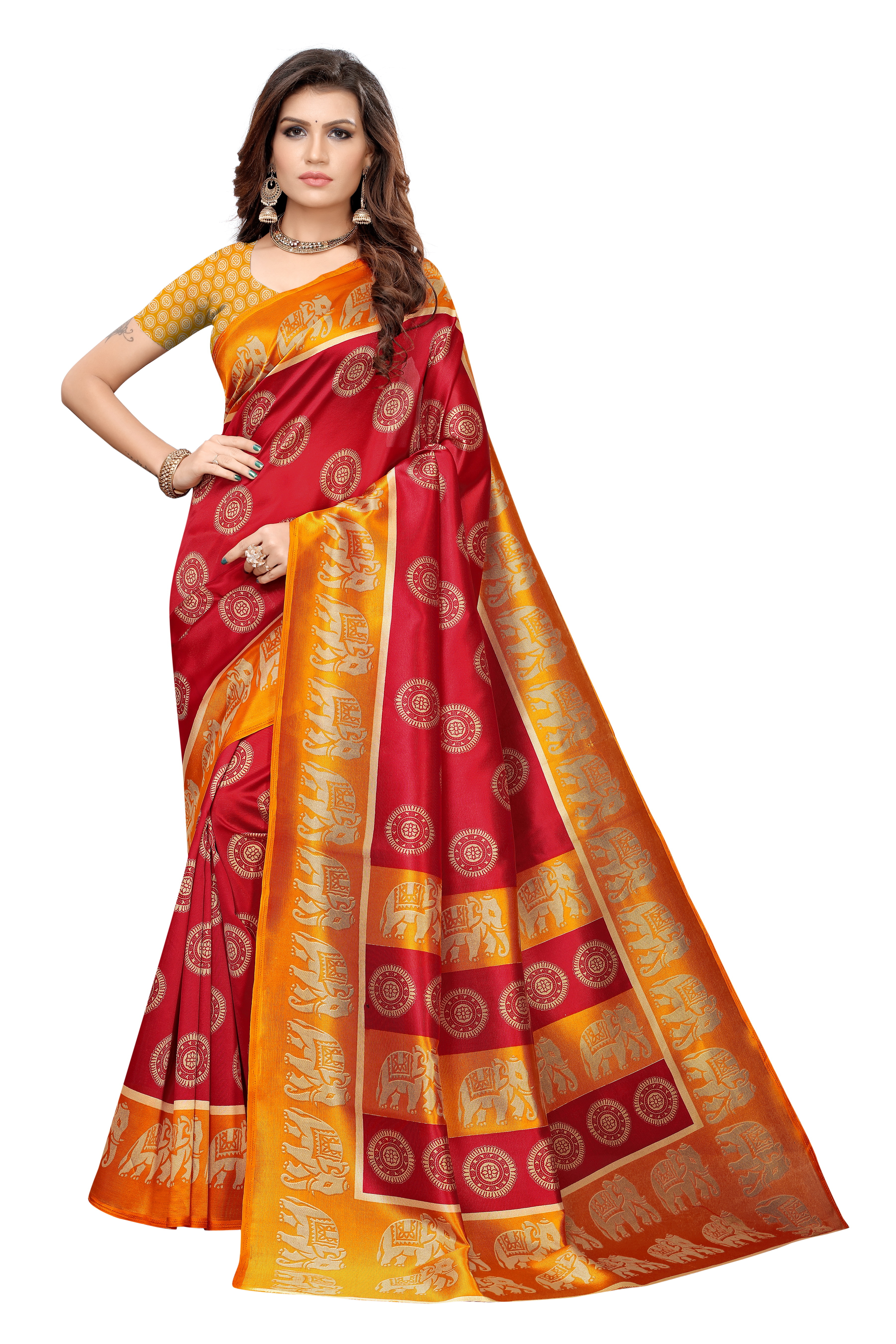 Designer Kalamkari Printed Saree - Kalamkari Mysore Silk Fabric, 6.3 Mtr Length With Blouse Piece, Multy Color, Seasonal Wear For Rainy, Spring, Summer, Winter