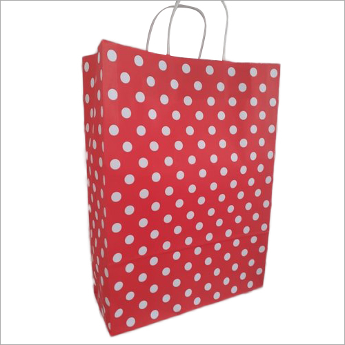 Dot Printed Paper Bag - Kraft Paper, Available In Different Colors | Recyclable, Customized Designs And Patterns, Rope Handle