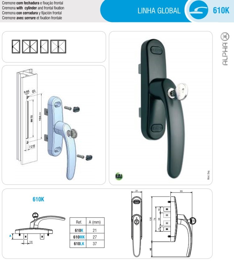 Powder Painting Multi Point Locking Handle For Windows