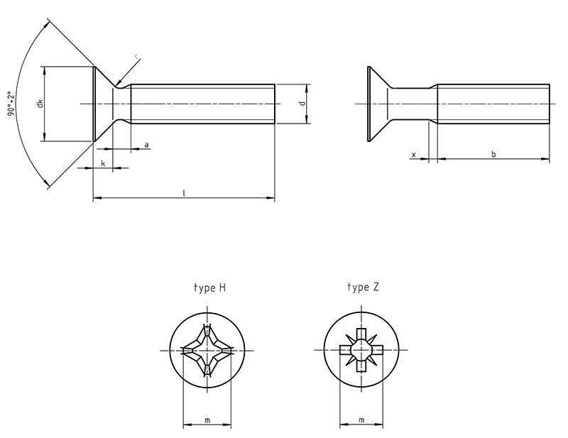 Din 965 Cross Recessed Countersunk Flat Head Screws