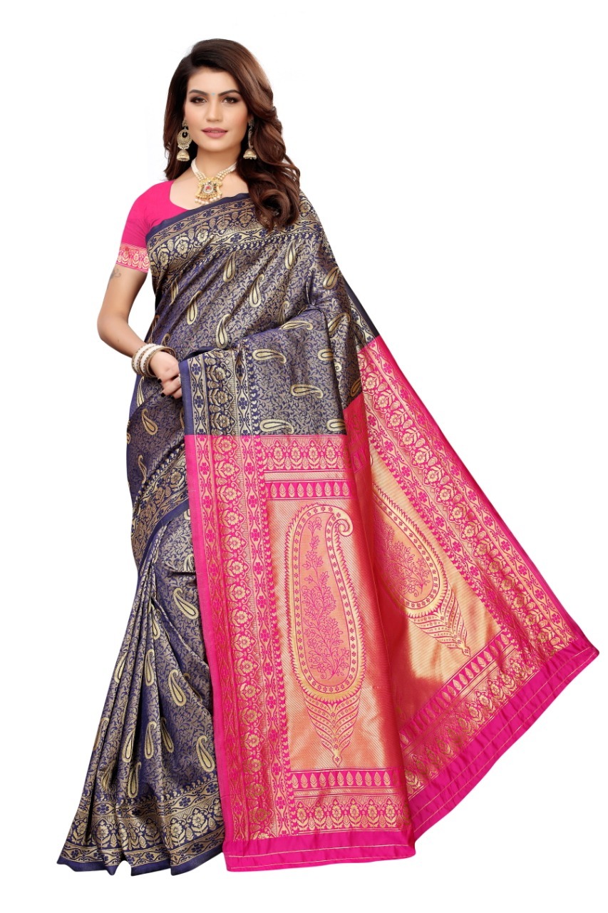 Banarasi Cotton Silk Saree - Multicolor Printed Fabric | Soft, Elegant For All Seasons, Designer Banarasi Style