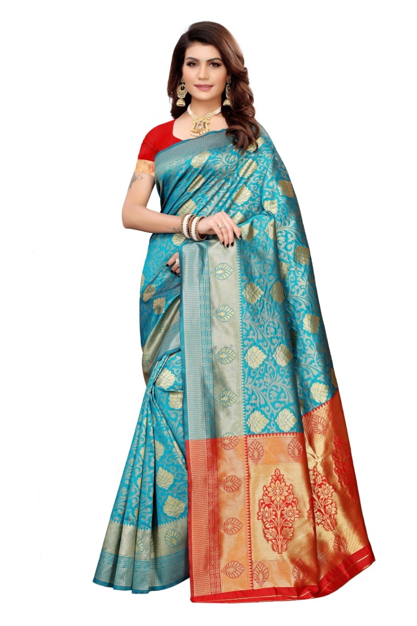 Banarasi Cotton Silk Saree - Multicolor Printed Fabric | Soft, Elegant For All Seasons, Designer Banarasi Style