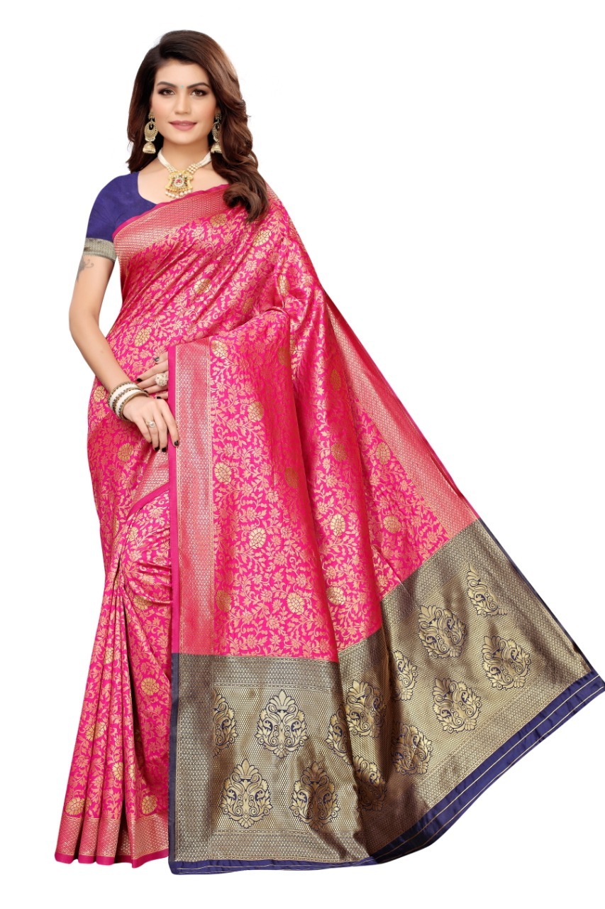 Banarasi Cotton Silk Saree - Multicolor Printed Fabric | Soft, Elegant For All Seasons, Designer Banarasi Style