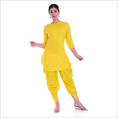 Breathable Ladies Mid-thigh Rayon Kurta With Dhoti Set