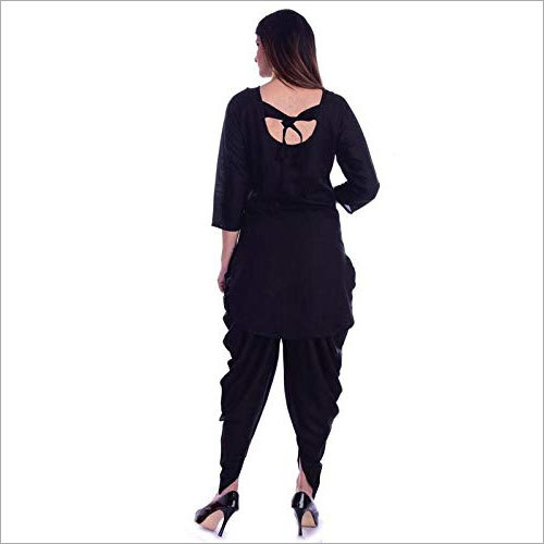 Washable Ladies Rayon Mid-thigh Kurta With Dhoti Set