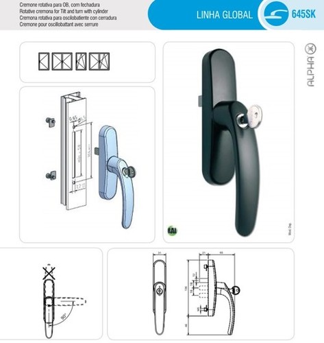 Powder Painting Window Handle With Key