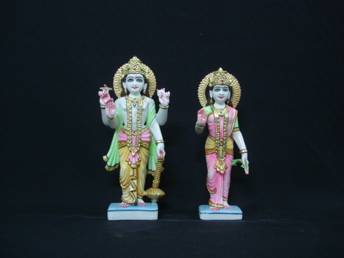 Marble Laxmi Narayan Statue - 6", 9", 12" Sizes | Premium Mould Marble, Polished Finish, Lightweight, Durable & Easy to Clean