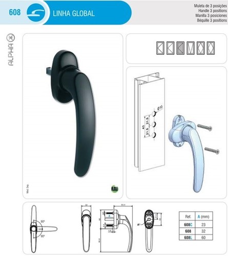 Multi Point Locking Handle Compatible with MFCespags - Aluminum Material, Stainless Steel Screen Netting, Powder Painted Finish | Multi Point Locking Application