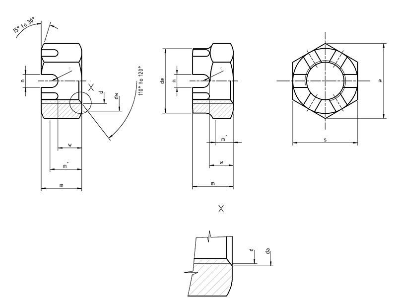 Din 937 Castle Nuts Low Form