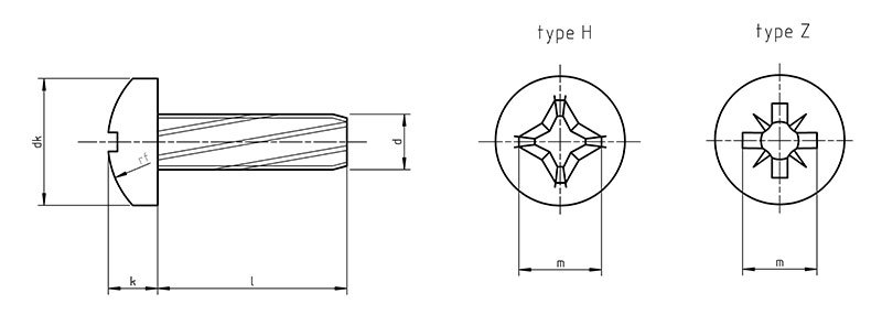 Din 7516a Self Tapping Thread Cutting Screw With Phillips Form A