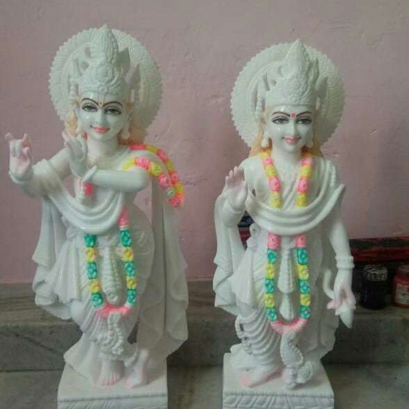 Radha Krishna Statue - Fine White Marble