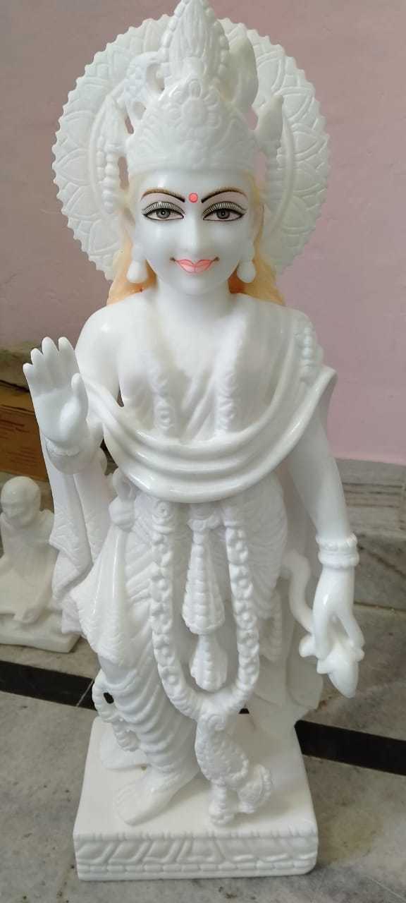 Radha Krishna Statue - Fine White Marble