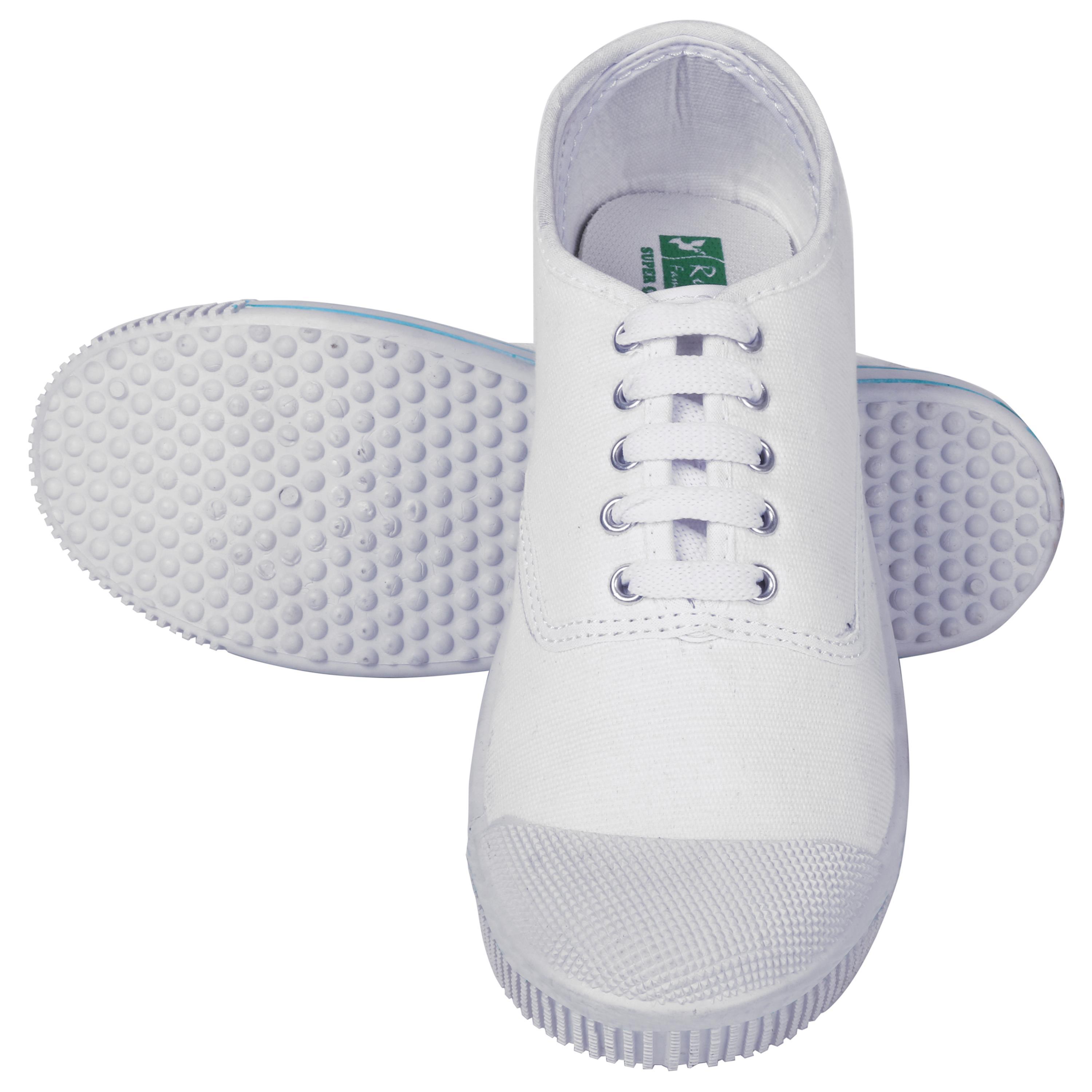 Pt Shoes - Cotton & Nylon Fabric, Size Small 7 To Big 10, White Color | Unisex, Breathable, Eva Insole, Midsole Protection, Air Sole, Flat Foot Support