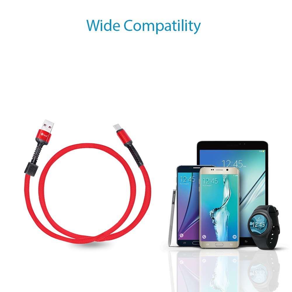 Dcx1 Fast 2.4 Amp Usb Data Cable - 1m Cloth Braided, Tangle-free, Type-c Connector | High-speed Data Transfer, Quick Charging, Portable Companion