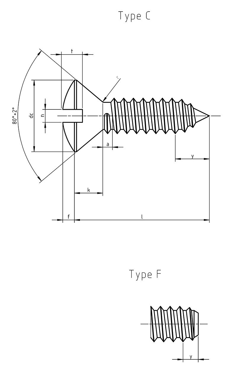 Din 7973 Slotted Raised Countersunk Head Tapping Screw