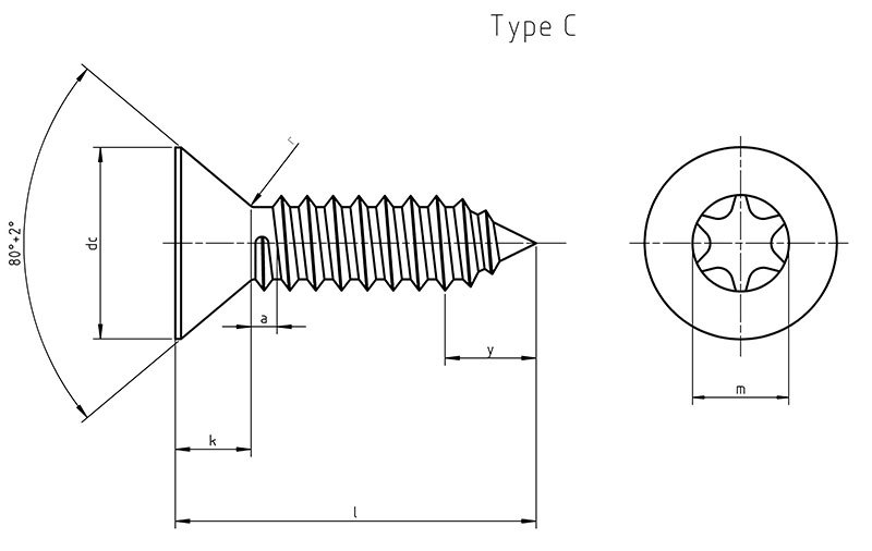 Din 7982 Ctx Countersunk Head Tapping Screws With Torx