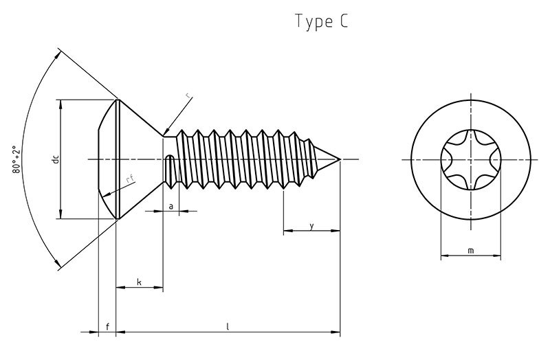 Din 7983 Tx Countersunk Head Tapping Screws With Torx