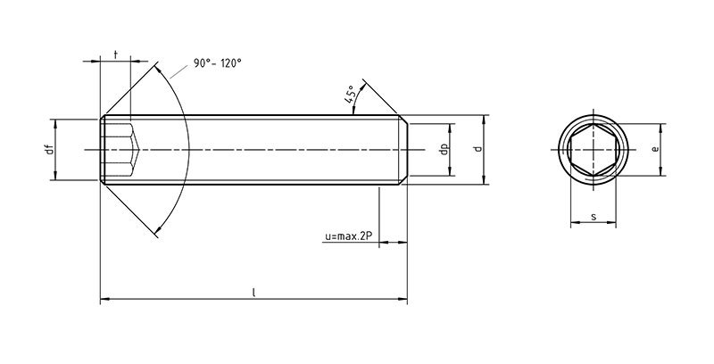 Din 913 Hexagon Socket Set Screw With Flat Point