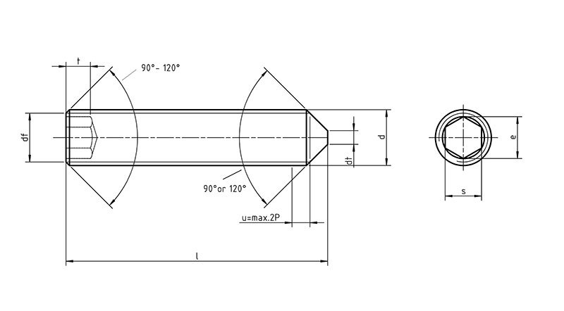 Din 914 Hexagon Socket Set Screw With Cone Point