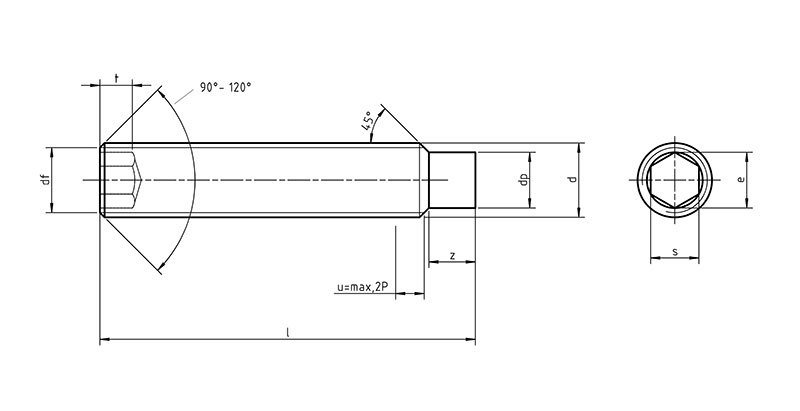 Din 915 Hexagon Socket Set Screw With Full Dog Point