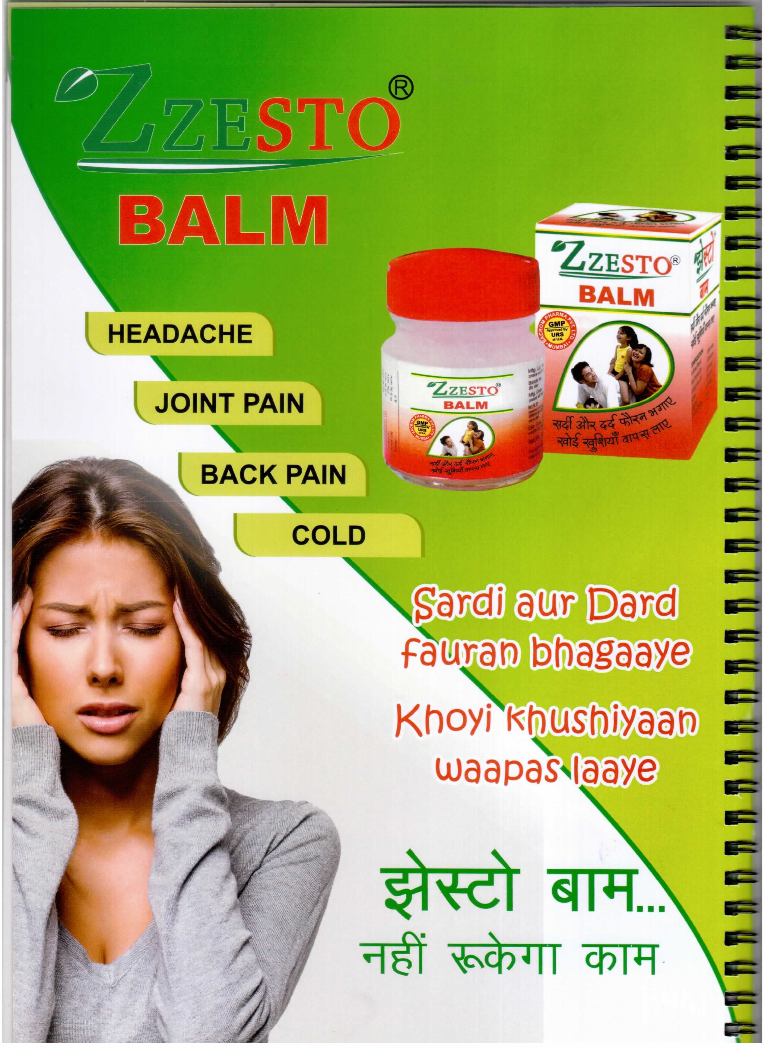 Zzesto Balm - Multipurpose Herbal Ointment With Menthol And Camphor | Pain Relief For Joints, Back, Cold Symptoms, And Headaches