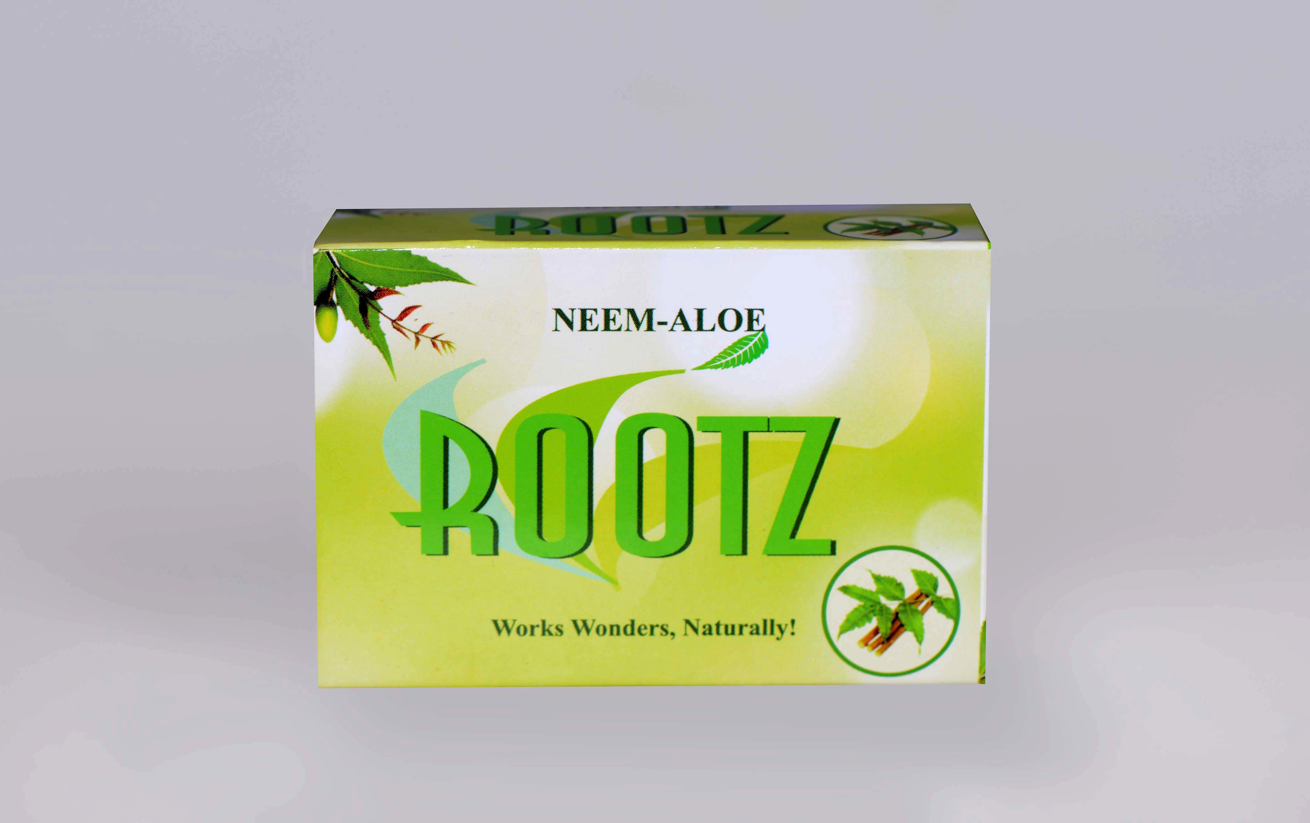 Rootz Neem Aloe Soap - Herbal 75gm Bar | Rich In Antioxidants, Moisture Retaining, Fresh Scent