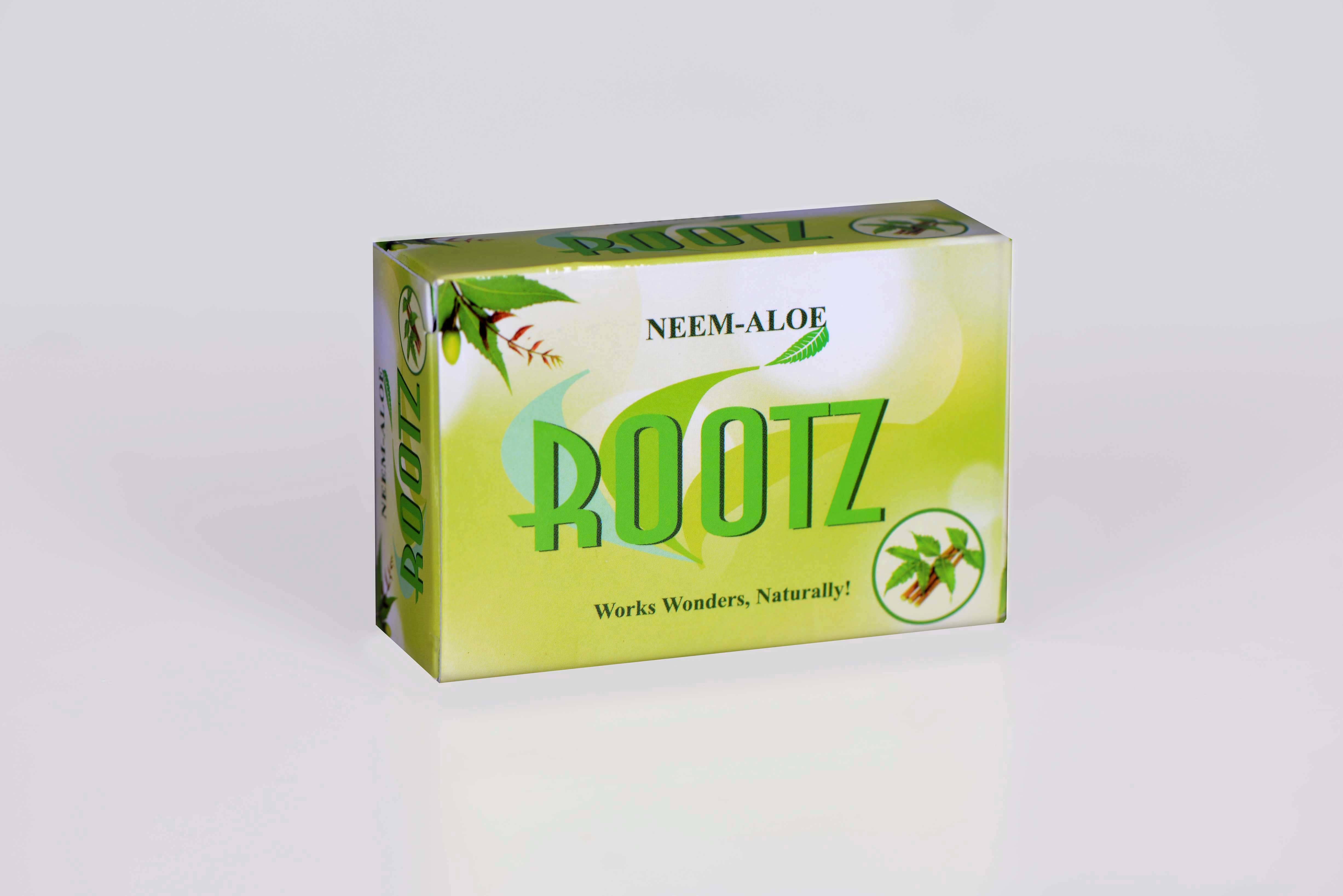 Rootz Neem Aloe Soap - Herbal 75gm Bar | Rich In Antioxidants, Moisture Retaining, Fresh Scent