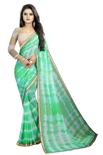 Printed Chiffon Saree - Chiffon Fabric, 6.30 MTR Length with Attached Blouse Piece, Multi-Color Printed Design for All Seasons