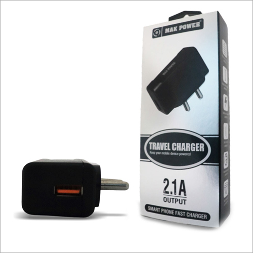 2.1 A Output Travel Charger - Plastic Material, Input Voltage: 220 Volt (V), Output Voltage: 12 Volt (V), Color: Black | Durable and Designed for Mobile Devices