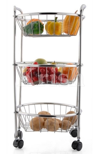 Stainless Steel Round Trolley - 3 Tier