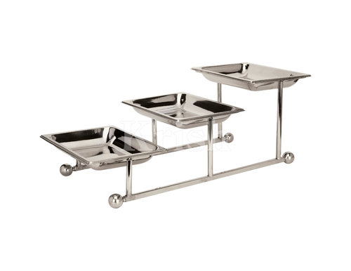 स्टेनलेस स्टील डिस्प्ले स्टैंड - आयताकार - 3 टियर