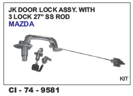 Jk Door Lock Assy - Stainless Steel, 27 Inch Rod with 3 Locks | 4 Wheeler Compatibility, Warranty Included