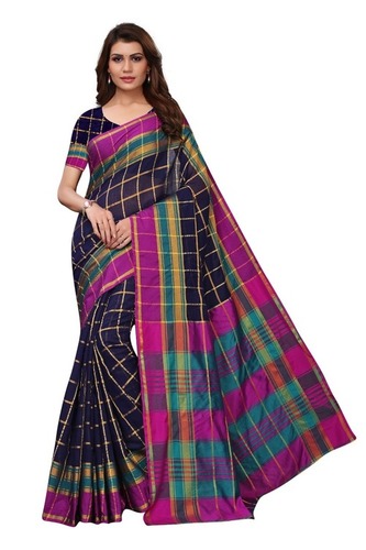 Chokda Checks Cotton Silk Saree - Multy Color, Cotton Silk Fabric | Ideal for All Seasons: Rainy, Spring, Summer, Winter