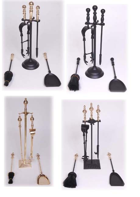 Brass & Wrought Iron Fire Place Tools Set