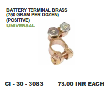 Battery Terminal Brass (750 Gm Dozen Positive) Universal - Material: Brass, Vehicle Type: 4 Wheeler | Warranty Available