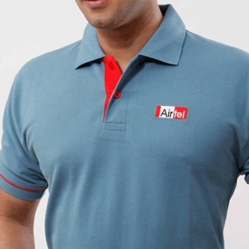 Customized T Shirts - Cotton, S-xxl | Red, Short Sleeve, Polo Collar, Regular Fit, Button Closure