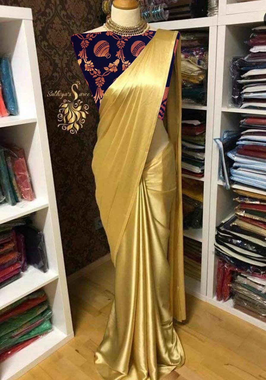 Superhit Satin Design With Jaquard Blouse - Satin Fabric, Multicolor Pattern, Five Blouse Color Options | Suitable For All Seasons