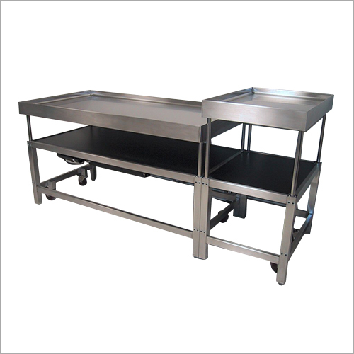 Adjustable Food Table - Stainless Steel, 355 mm Width x 810-1110 mm Height | Epoxy Coated Wheels for Easy Mobility