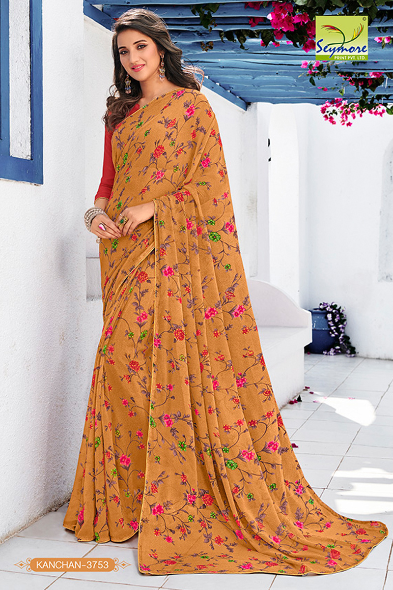 Pink Fancy Printed Synthetic Saree